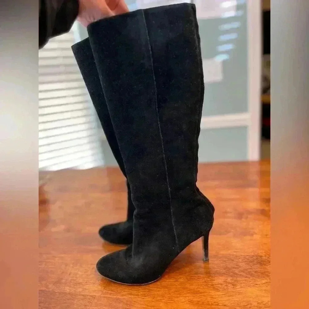 Ann Taylor Tall Black Suede heeled boots size 6.5